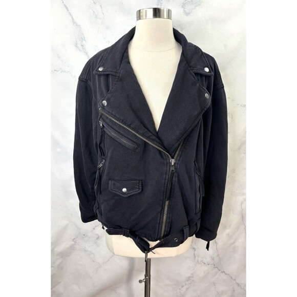 Free People Rebel Knit Moto Jacket XS zipup Black Grunge oversize We The Free - Picture 14 of 16
